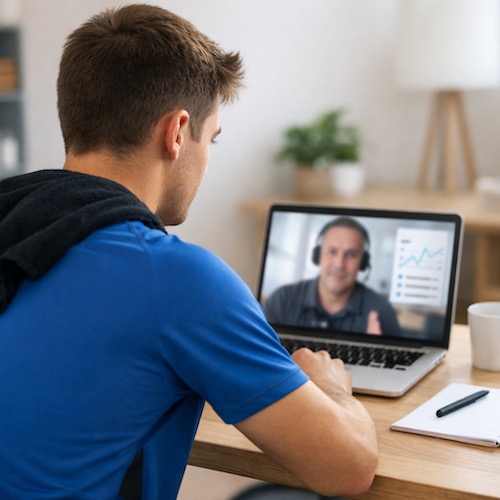 Coach mental sportif en visio avec un sportif pour préparer mentalement les compétitions